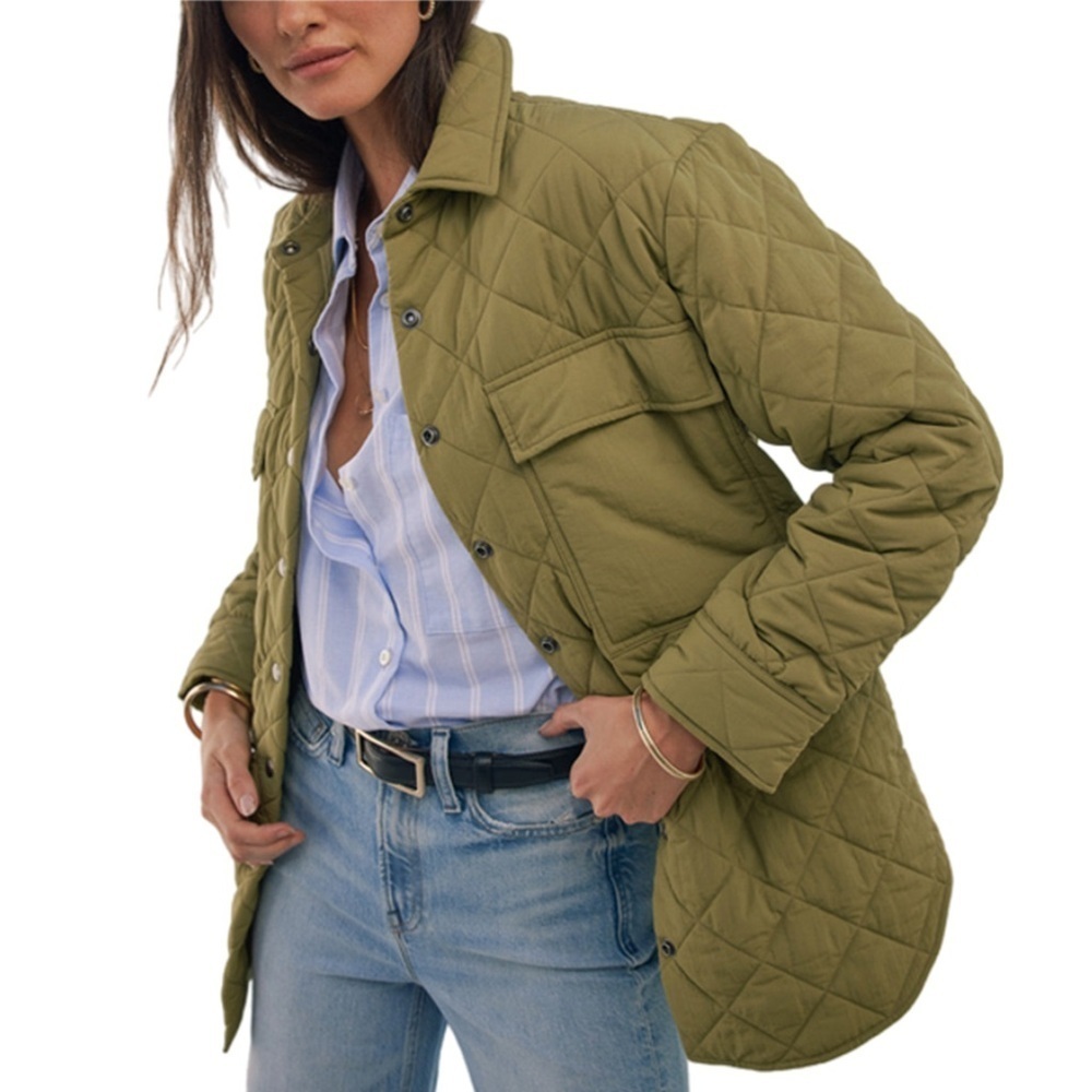 AYR - The Big Mood Quilted Button-up Jacket in Celery Juice (Green)